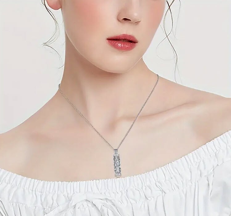 Tree of Life Cylinder Urn Pendant Necklace for Cremation Ashes Memorial Jewelry