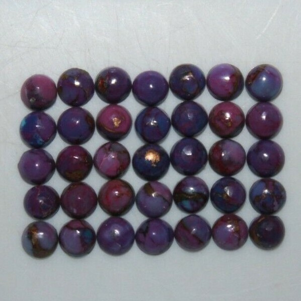 Purple Copper Turquoise 4mm, 5mm, 6mm, 8mm, 9mm, 10mm Cabochon Round Gemstone(s)