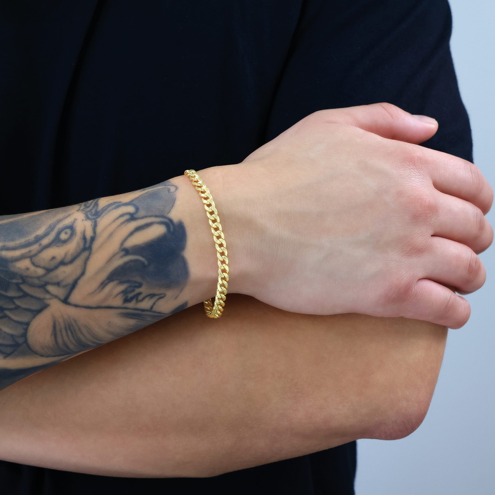 10K Yellow Gold 5mm Miami Cuban Link Chain Bracelet Men Women 7″ 7.5″ 8″ 8.5″ 9″