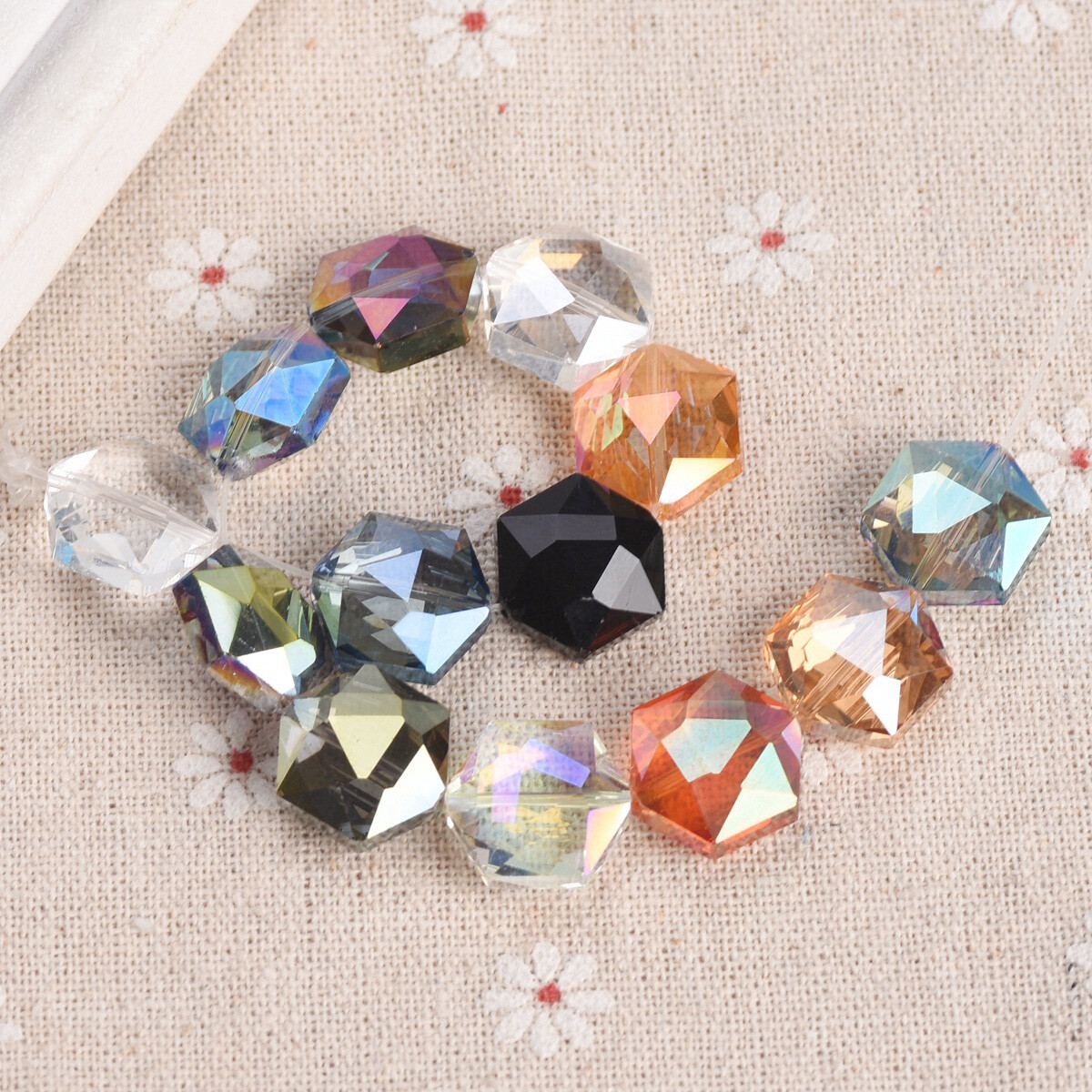 10pcs Hexagon 12mm 16mm 20mm 22mm Faceted Crystal Glass Loose Beads DIY Jewelry
