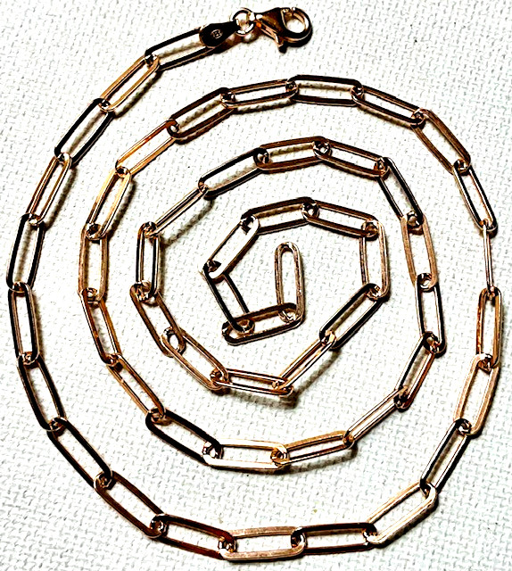 Sterling Silver Vermeil (Rose Gold Plated) 3.5mm 20″ Paperclip Necklace