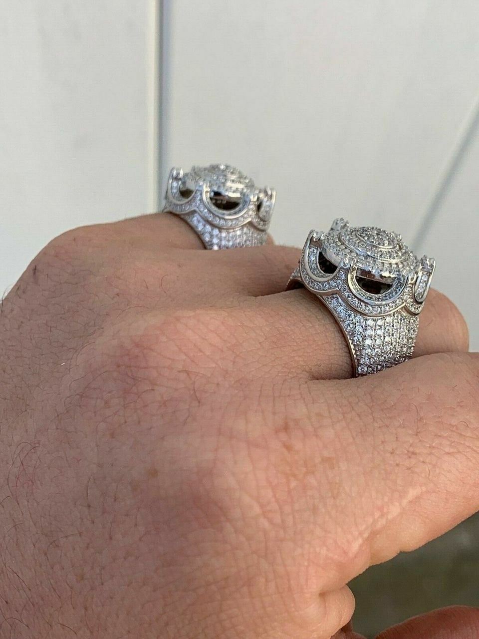 Men’s Large Solid 925 Silver 5ct King Crown Simulated Diamond Pinky RING HIP-HOP