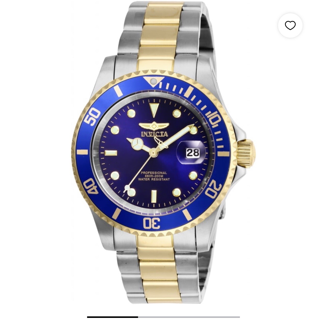 Invicta Pro Diver 26972 Blue Dial Two Tone Stainless Steel Wrist Watch for Men