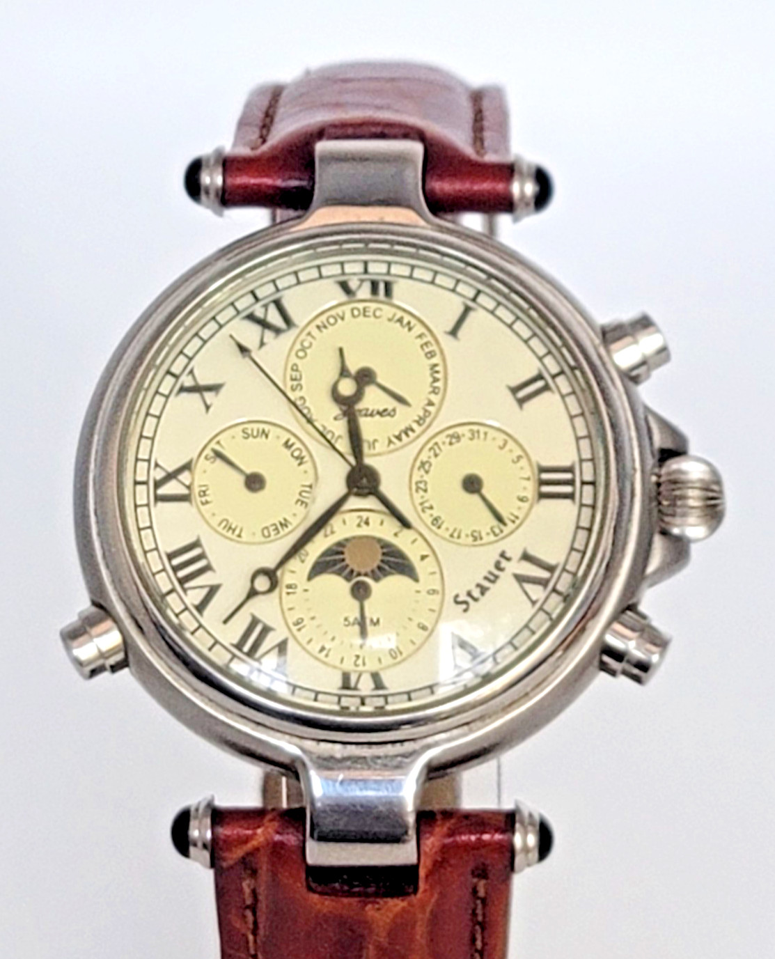 Stauer Men’s Automatic Chronograph Wristwatch 13372 Vintage – Moon Phase SB8