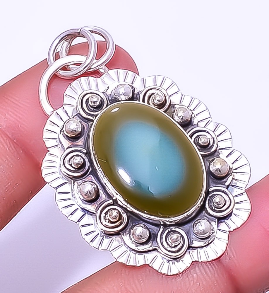 Polychrome Jasper – Madagascar Gemstone 925 Sterling Silver Pendant 1.95″ A345