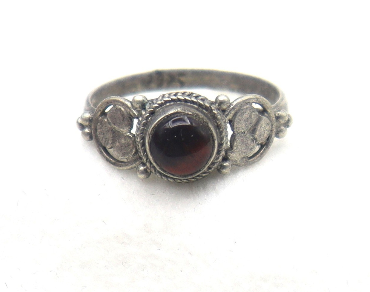 925 Silver Ring Size 6.75 US Rare Natural Red Tiger Eye Gemstone 2.09 Grams