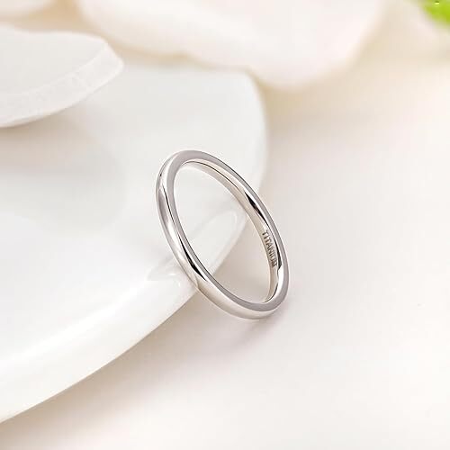 2mm Polished Fashion Band Ring for Women Thin Dome Wedding Ring Simple Comfort