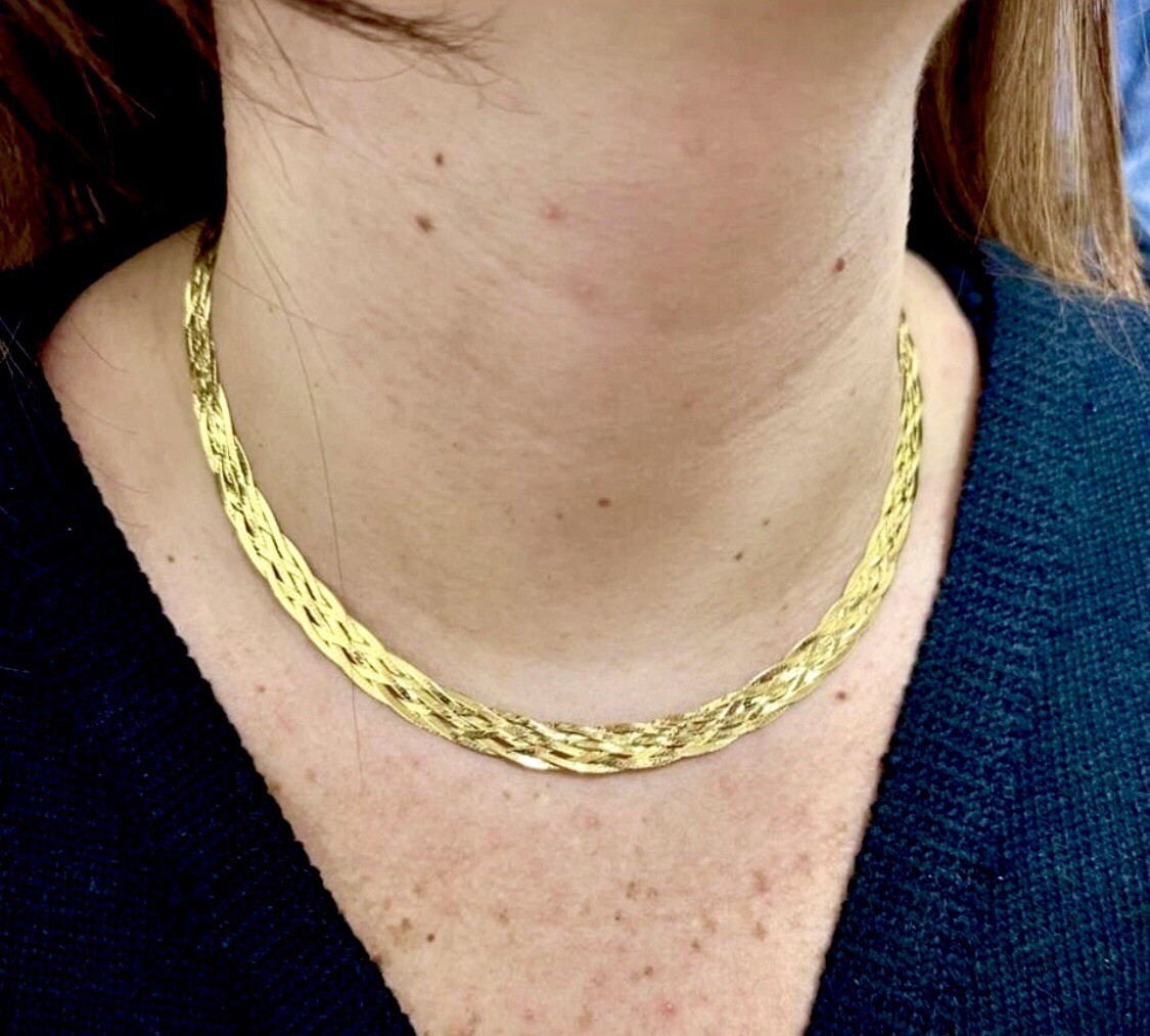 Investment Grade: Authentic Italy Solid Gold 18K 18″ Heavy Wheat Chain Spiga