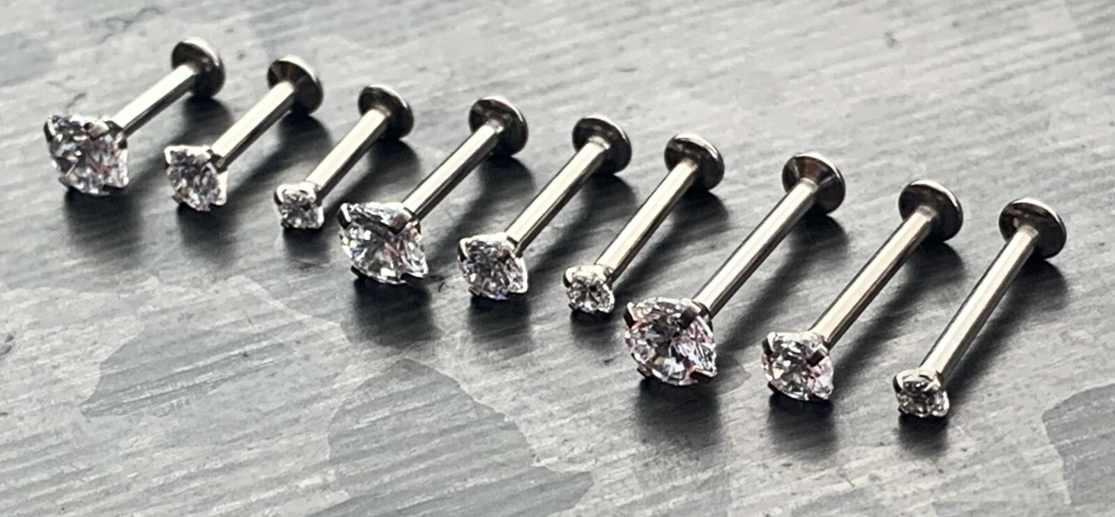 1pc Push In CZ Gem 16g Labret Threadless Stud Lip Ring Helix Ear Cartilage