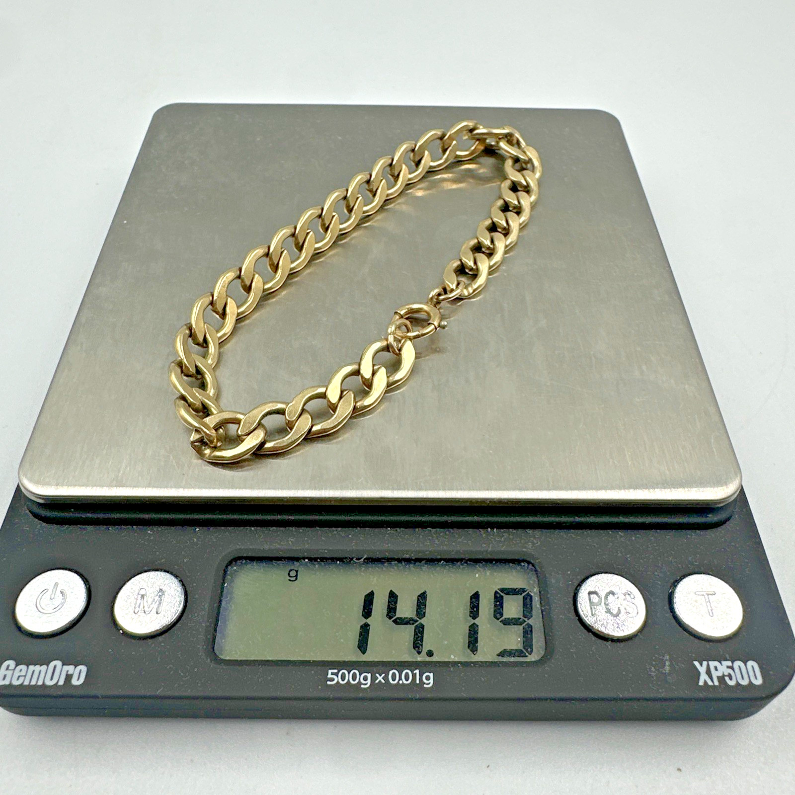 Vtg 1/20 12k G.F. Gold Filled B.A.B. Co Curb Link Chain 7mm Bracelet 7.75″ 14.1g