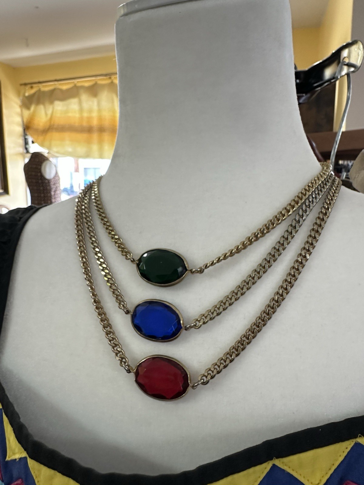 RARE Lydell NYC Chunky 3 Tier Gemstone Statement Necklace