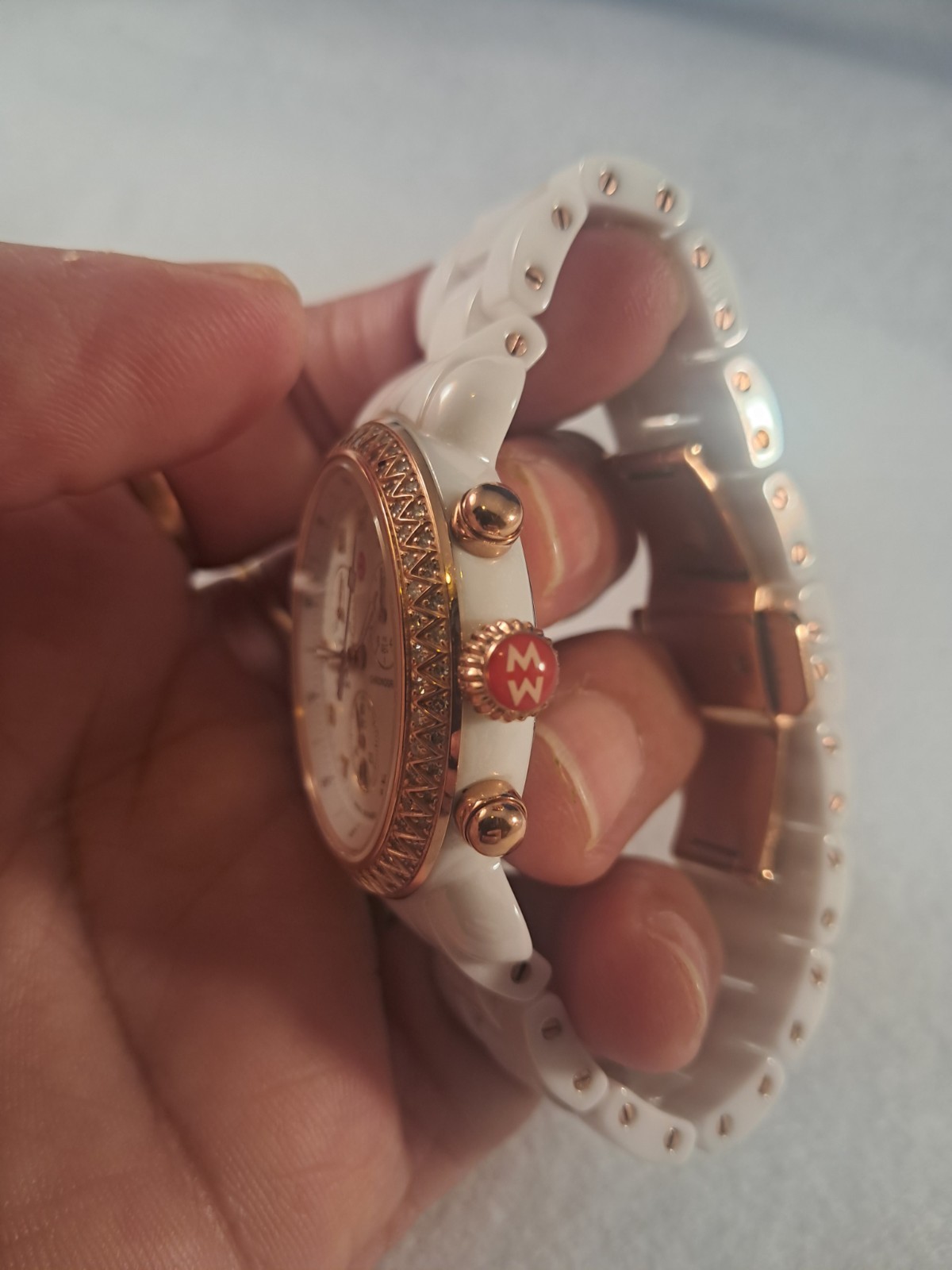 MICHELE CSX 100 diamond 0.60 CT rose gold ceramic chronograph watch WOW!