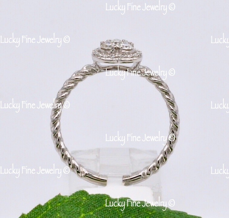 14k White Gold Ladies Natural Diamond Ring Heart Amor love 0.27 ct