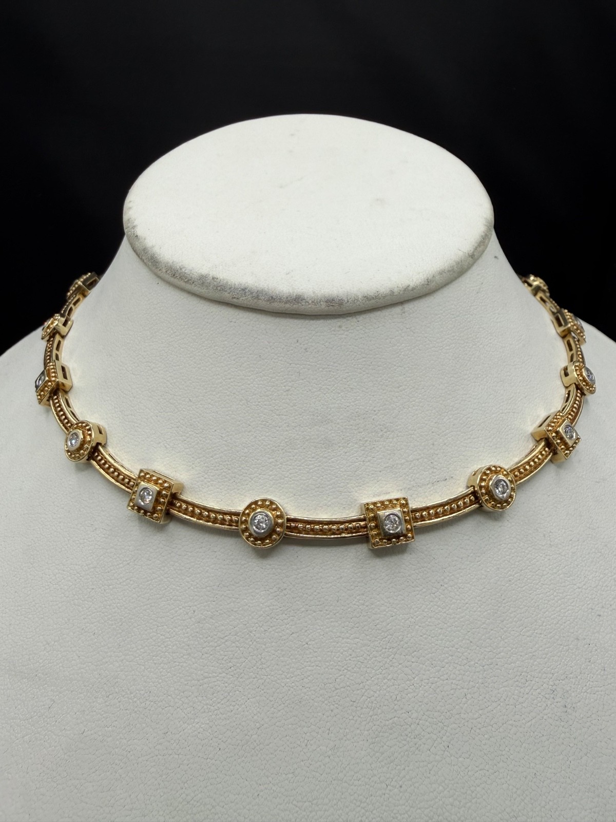 1.53 CT Natural Diamond Station Solid 14K Yellow Gold Necklace | 48.80 Grams 16″