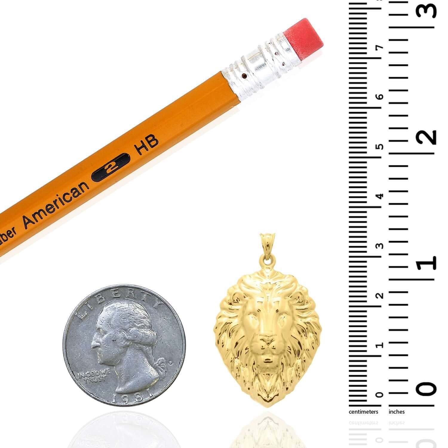 14K Real Gold Lion Head Pendant 1.4″