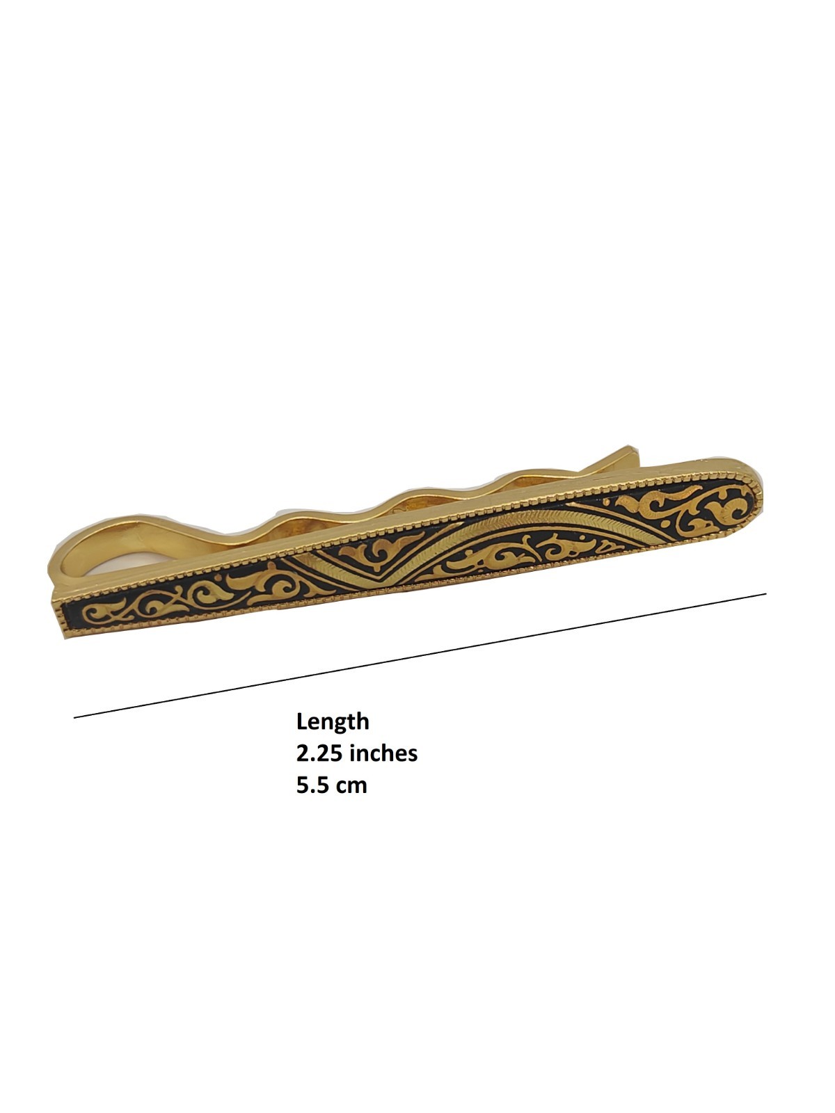 Elegant Damascene Spanish 24K Gold & Steel Men’s Tie Bar Clip Clasp from Spain