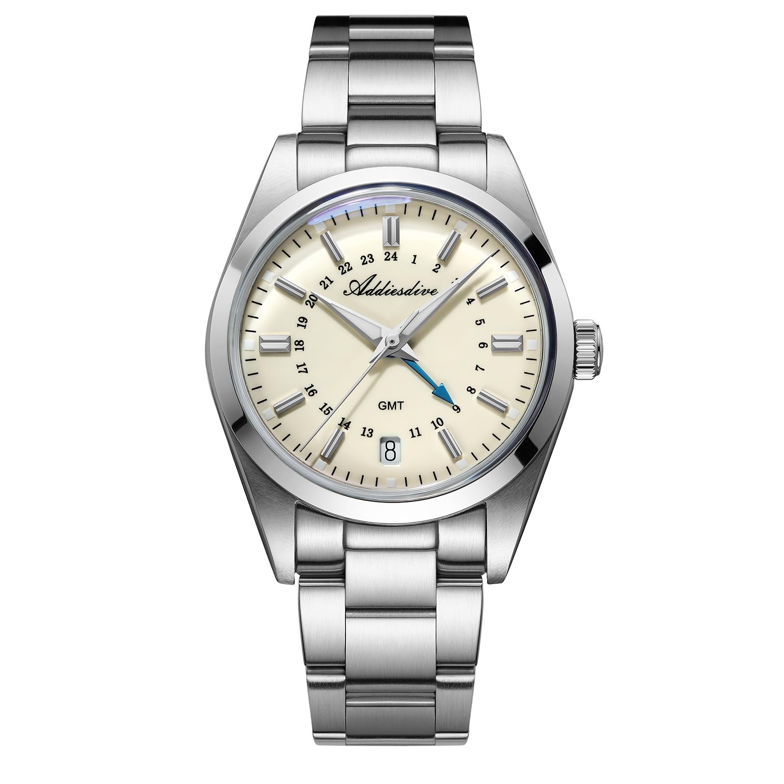 GMT Watches for Men 36 MM Small Dial Dual Time Zone Quartz Watch 515-24 H Wat…