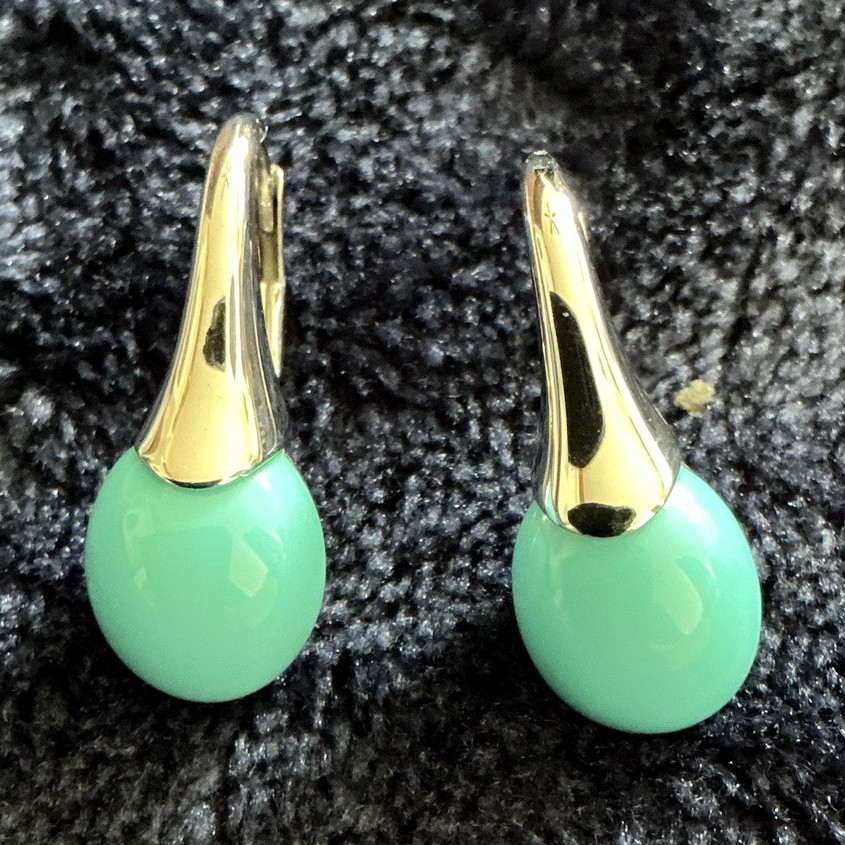 QVC Tiffany Blue Stone Color .925 Sterling Silver Earrings
