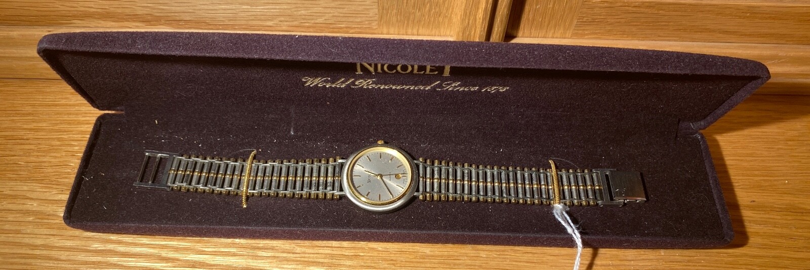 Vintage Nicolet Watch Men’s 8 In Length 3/4 Face Gold/ Silver Toned Stainless
