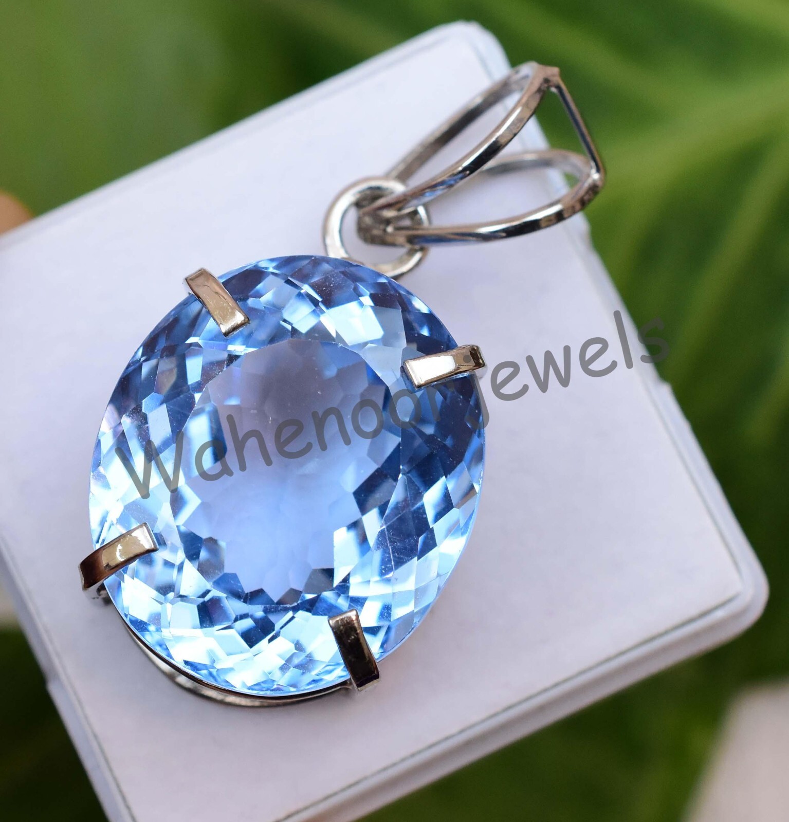 Natural Blue Jeremejevite Oval 925 Sterling Silver Pendant Certified See Video