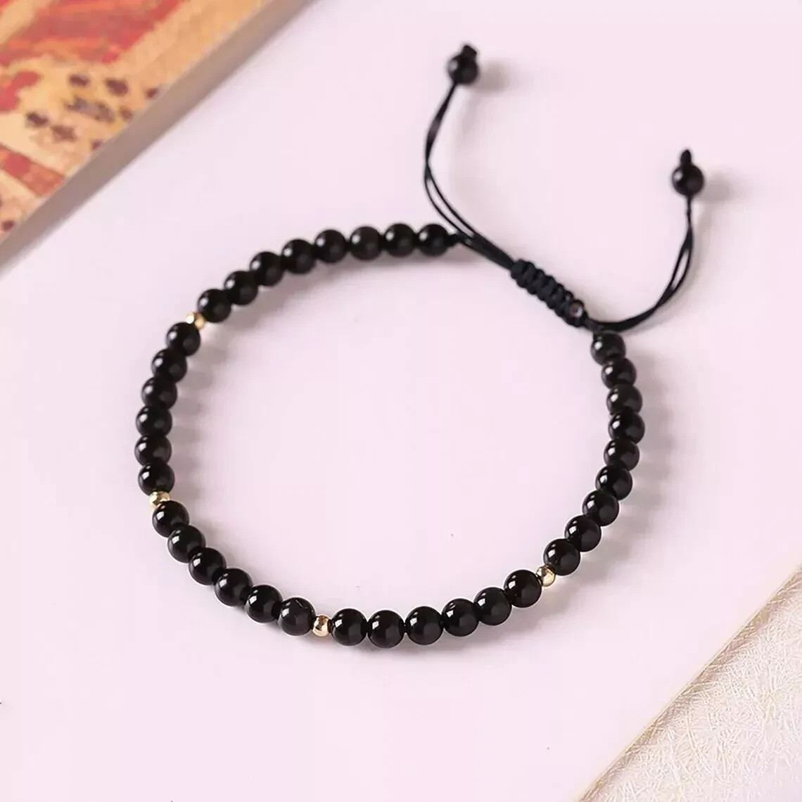 Natural Obsidian Bracelet 4mm Black Crystal Healing Protection Unisex Bracelet