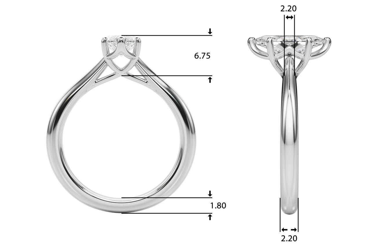 6-Prong Solitaire Marquise Engagement Ring VS F 0.50-0.75 Ct Lab Grown Diamond