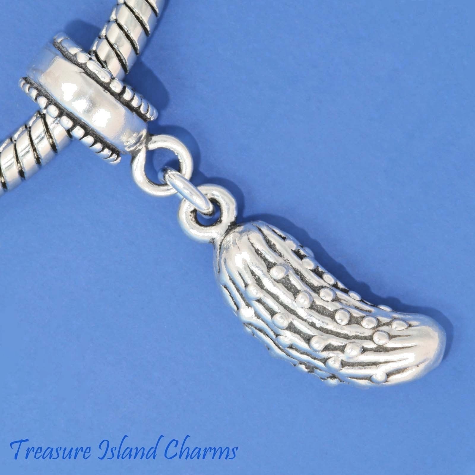 Pickle Cucumber 925 Solid Sterling Silver European Dangle Bead Charm Euro