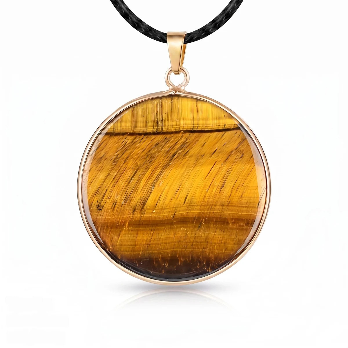 6PCS 30mm Round Natural Gemstone Pendant Necklace Gold Healing Crystal