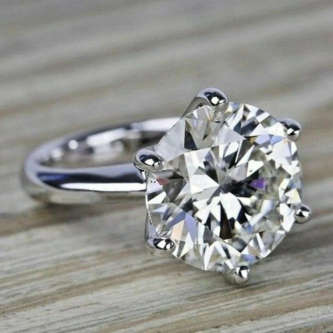 RARE 7.15 Ct Certified Off White Diamond Solitaire Ring, Great Shine-Treated