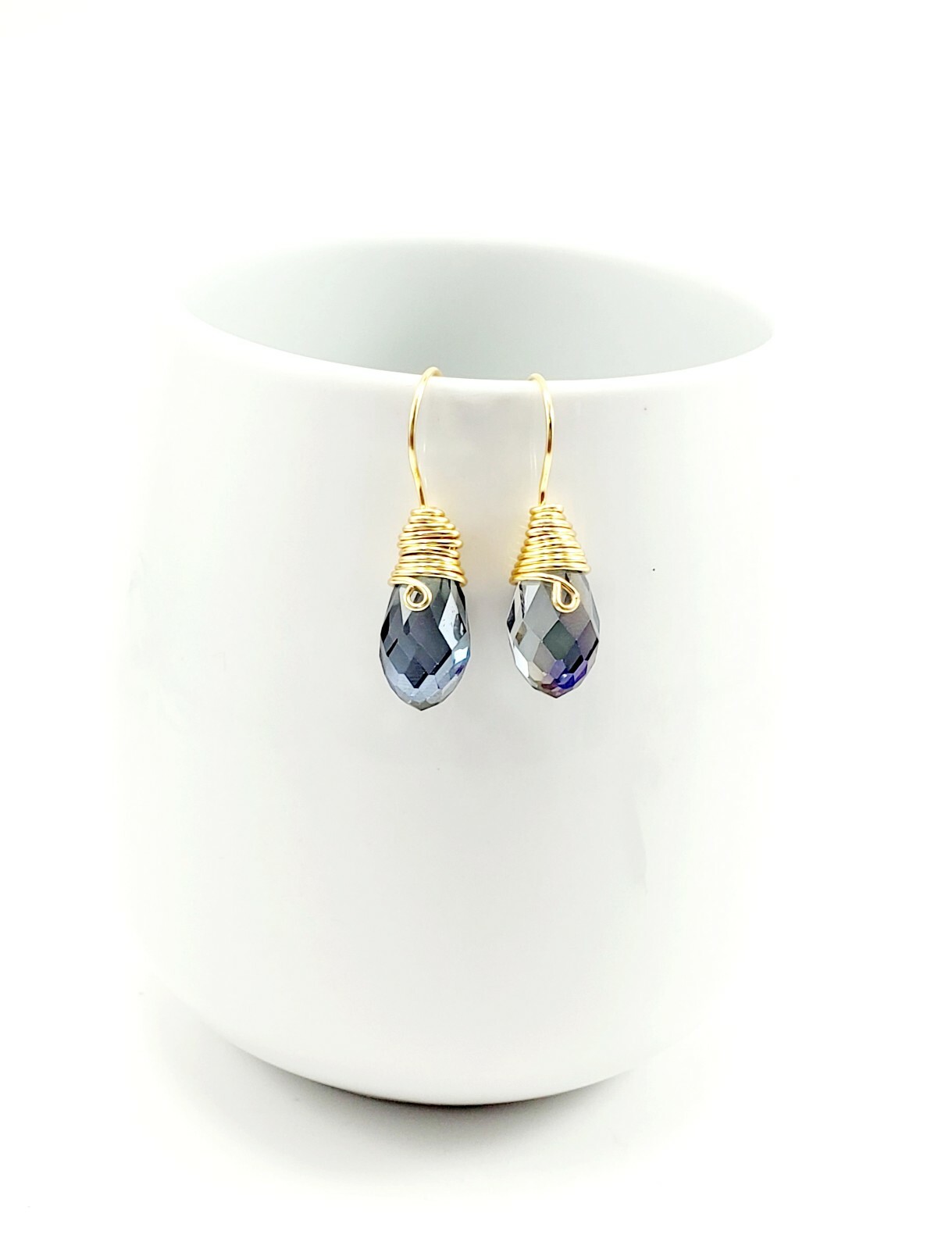 wedding bridal clear crystal Gold tone dangle teardrop earrings Fashion Jewelry