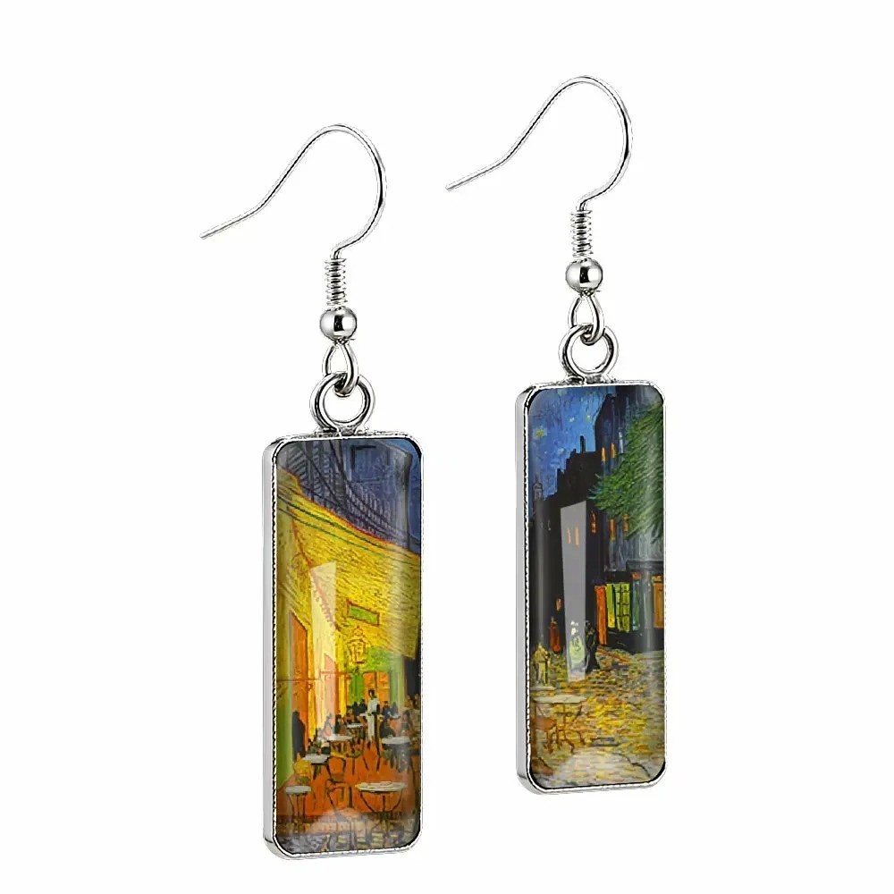 Van Gogh Inspired Artwork Starry Sky Night Pattern Earrings