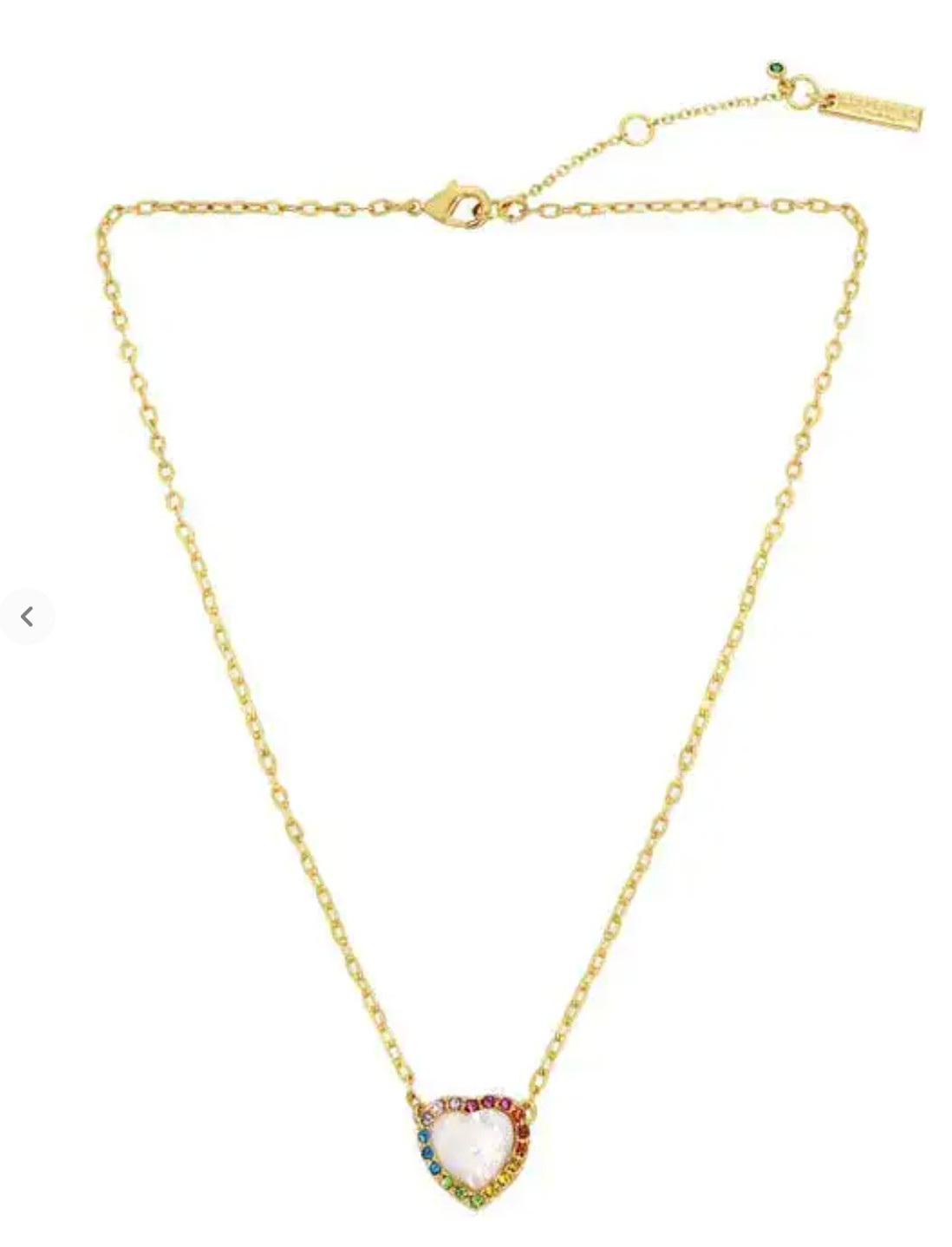 NWT KURT GEIGER LONDON OPAL HEART HALO PENDANT NECKLACE GOLD TONE W DUST BAG