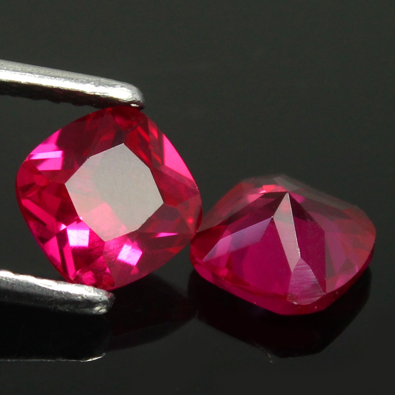 Natural Certified Myanmar Pigeon Blood Red Ruby 11.00 MM Cushion Pair Gemstone