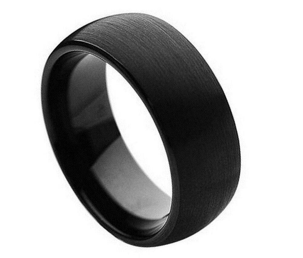 8mm Men’s or Ladie’s Tungsten Carbide Black Brush Matte Domed Wedding Band Ring