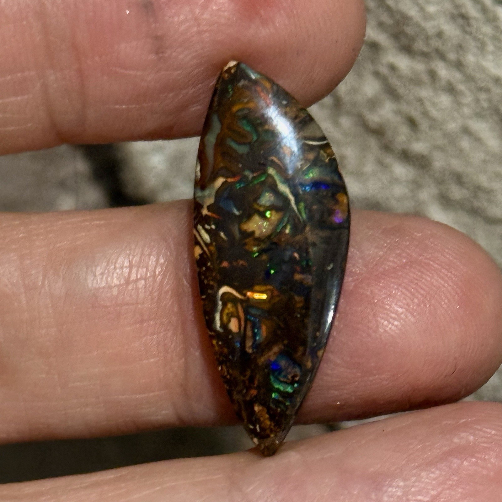 11ct 29×11.4×3.85mm Colorful Australian Koroit Boulder Opal Cabochon Gem
