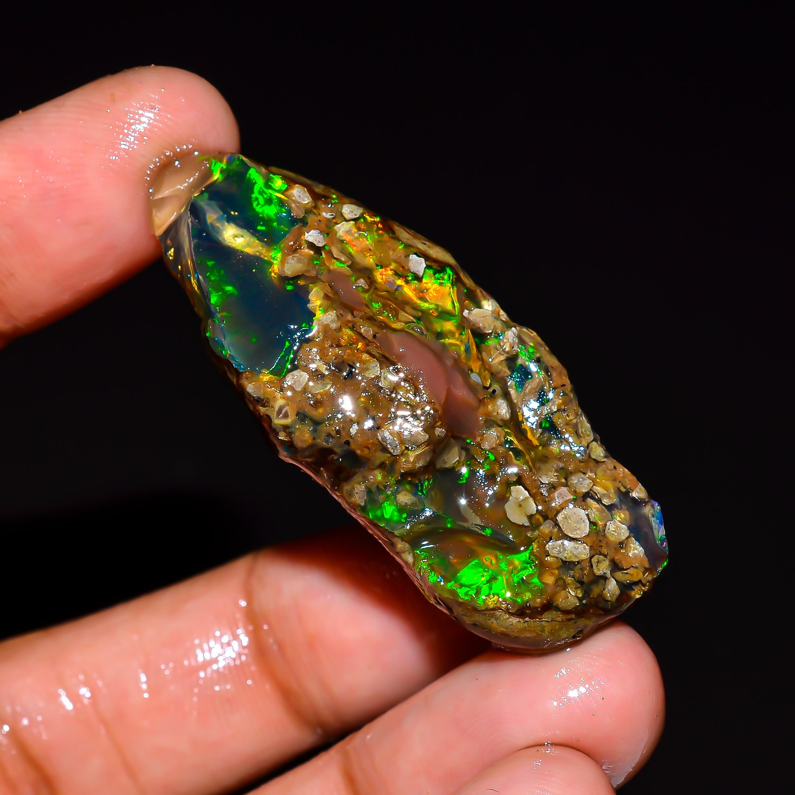 Terrific Natural Ethiopian Opal Loose Gemstone 54 Ct. 44X18X16 mm AO01-53