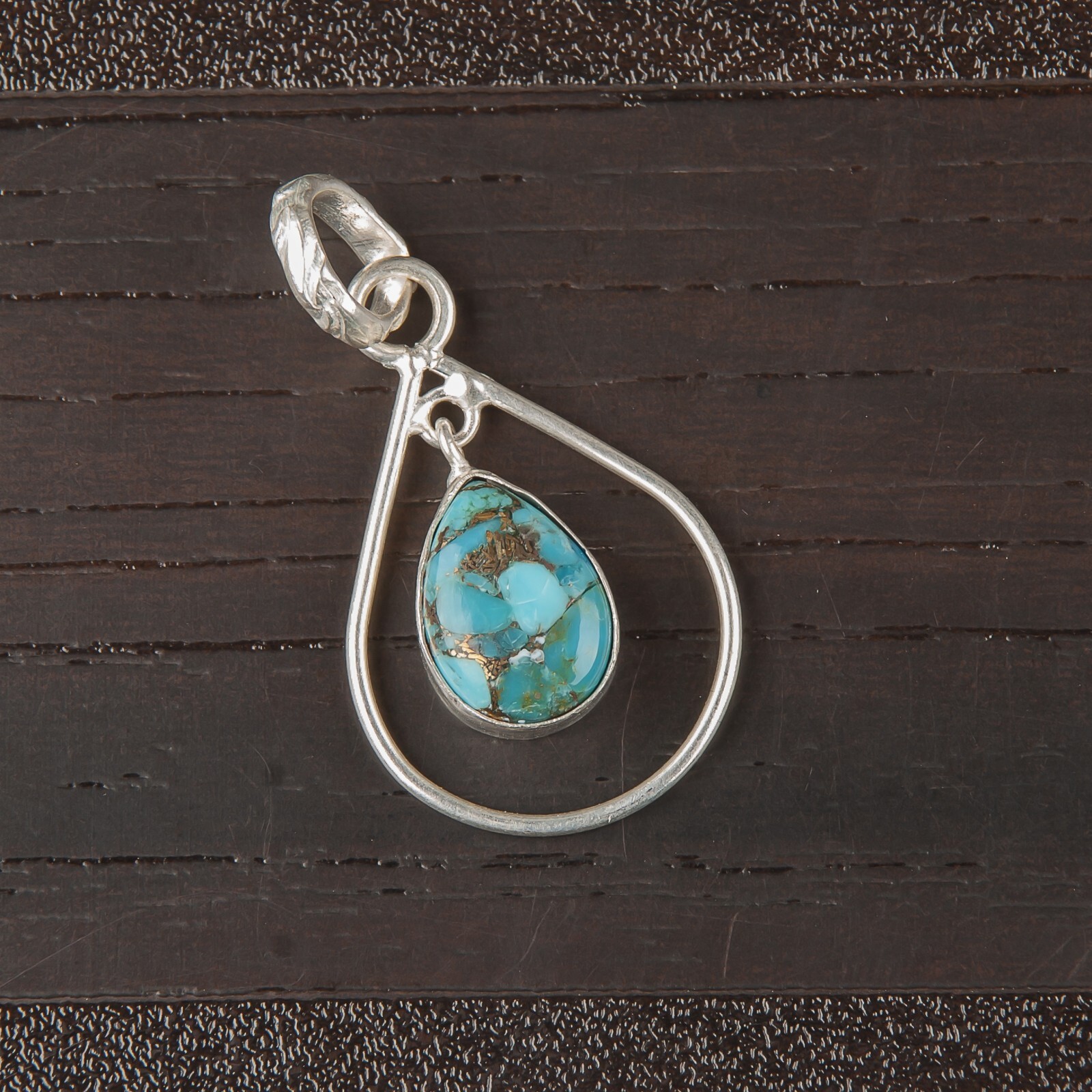 Genuine Blue Copper Turquoise Daughters Day Pendant Jewelry 925 Sterling Silver