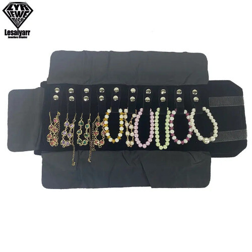 Portable Velvet Case Roll Bag Organizer for Necklace Chain Bracelet Jewellery
