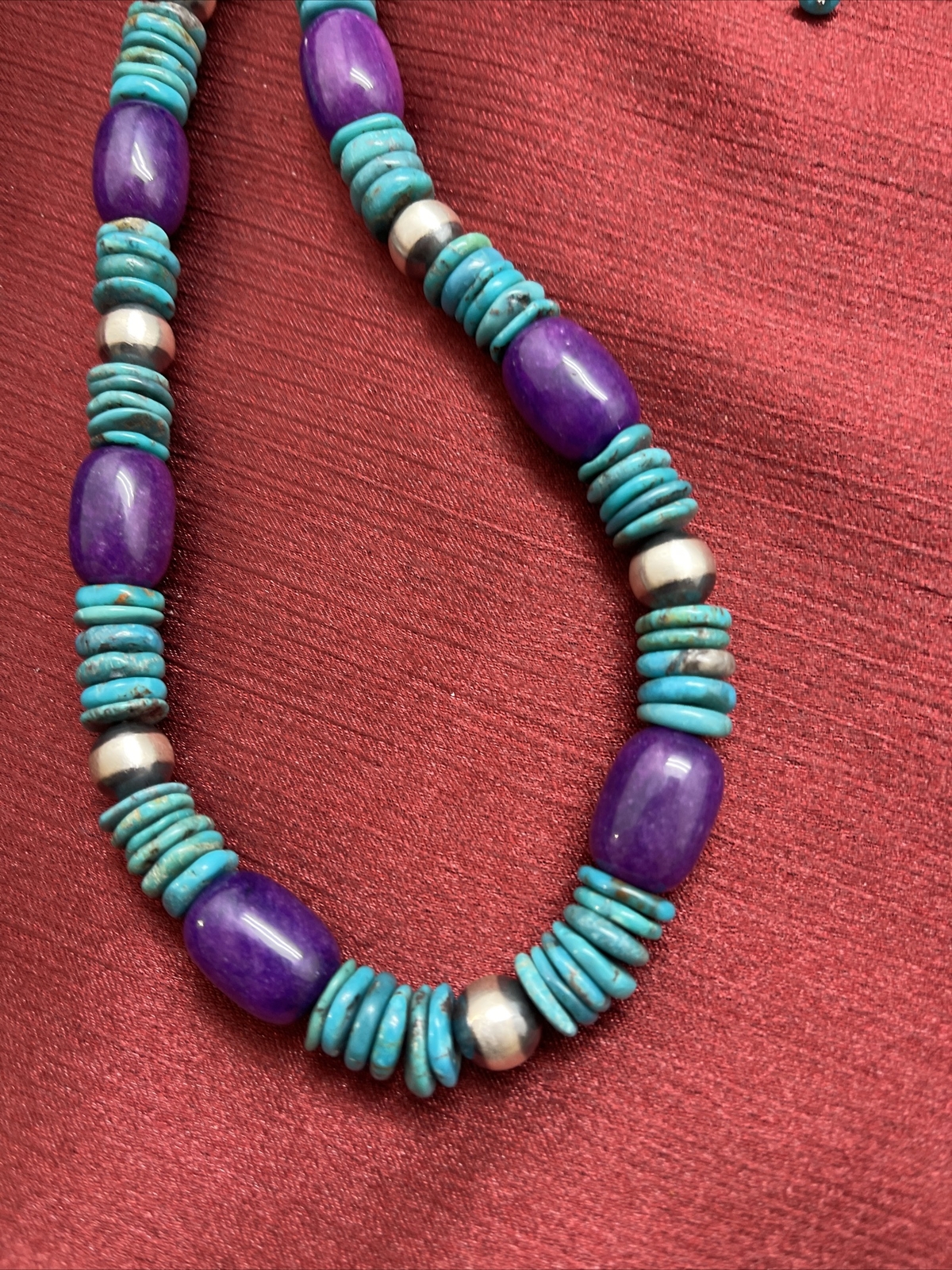 without tags Sterling silver Turquoise sugilite Necklace 19 Inch G2U