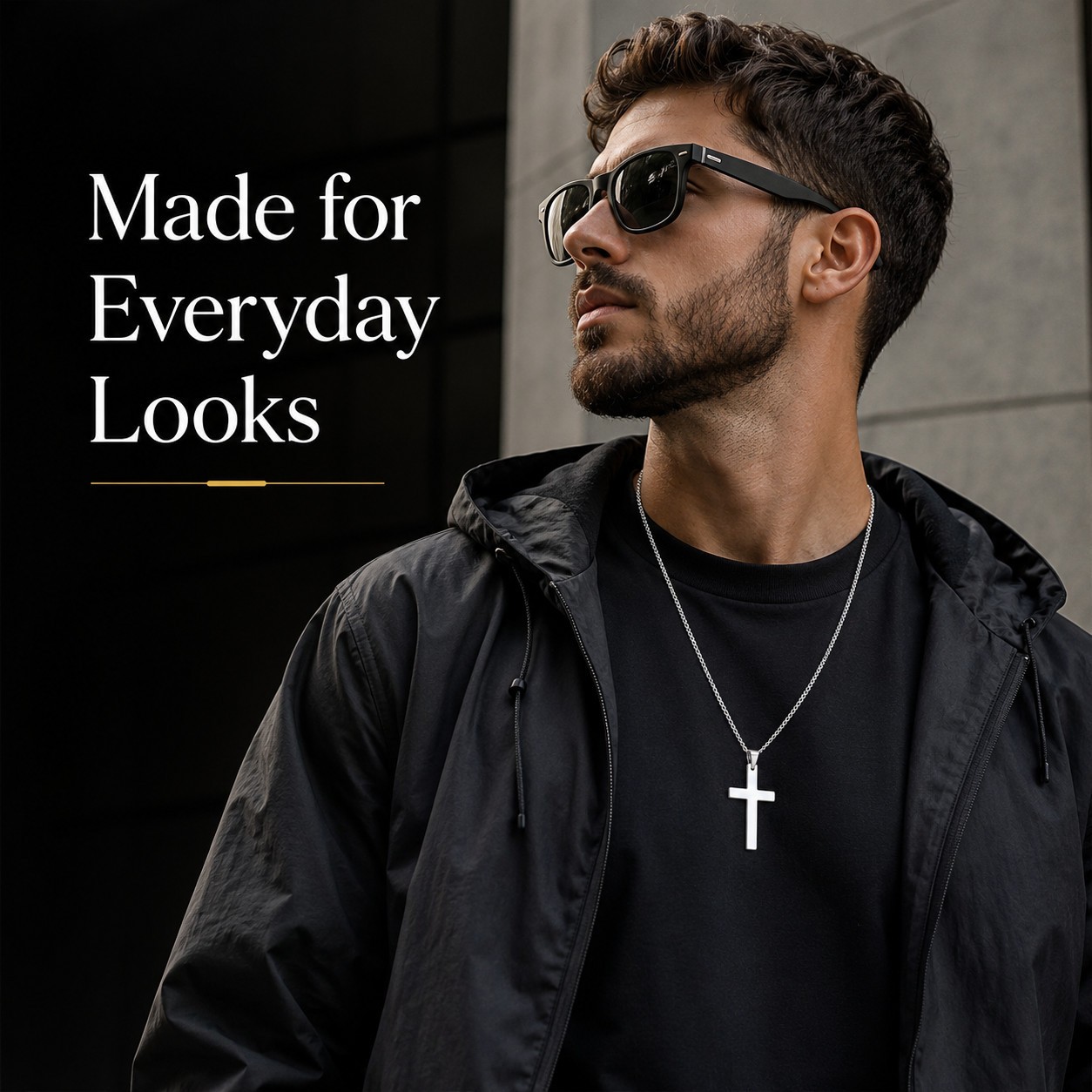 Cross Pendant Necklace Men Women Cuban Link Chain Stainless Steel Gold Silver
