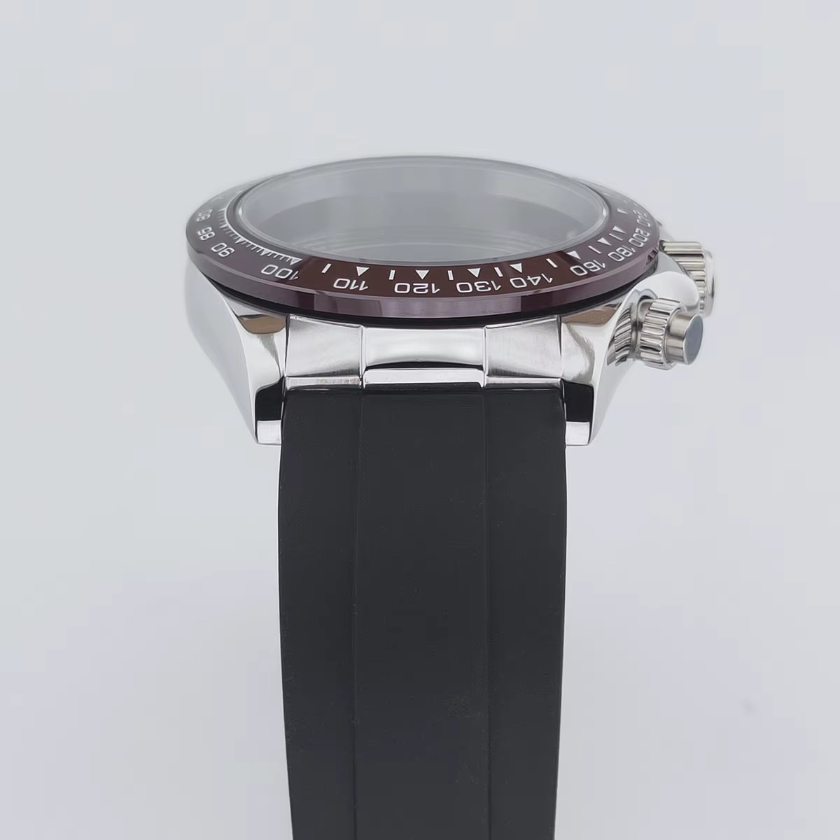 40Mm Sapphire Glass Quart Stainless Steel Case Rubber Strap Fit VK63 Quart Movem