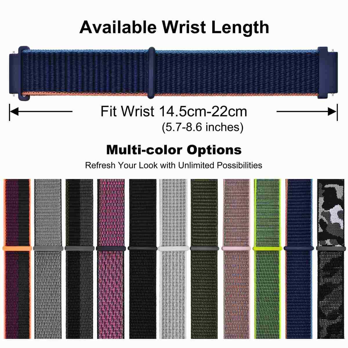WOCCI Nylon strap Watch Band 18mm 20mm 22mm Watchband for Men Quick Release