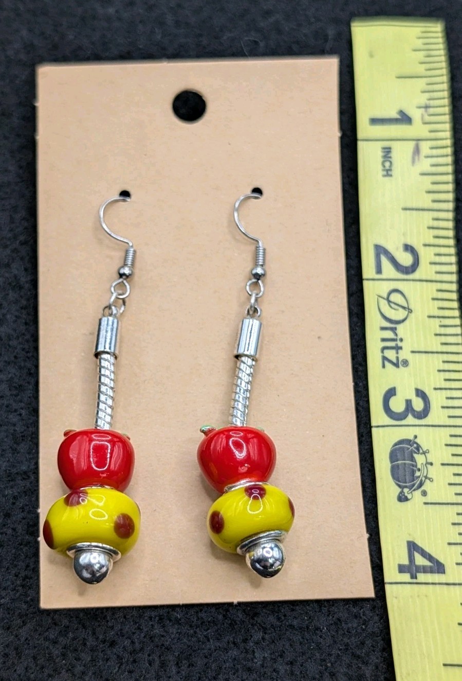 Women’s ‘Back To School’ Apple Fun Beaded Drop Dangly Hook Earrings