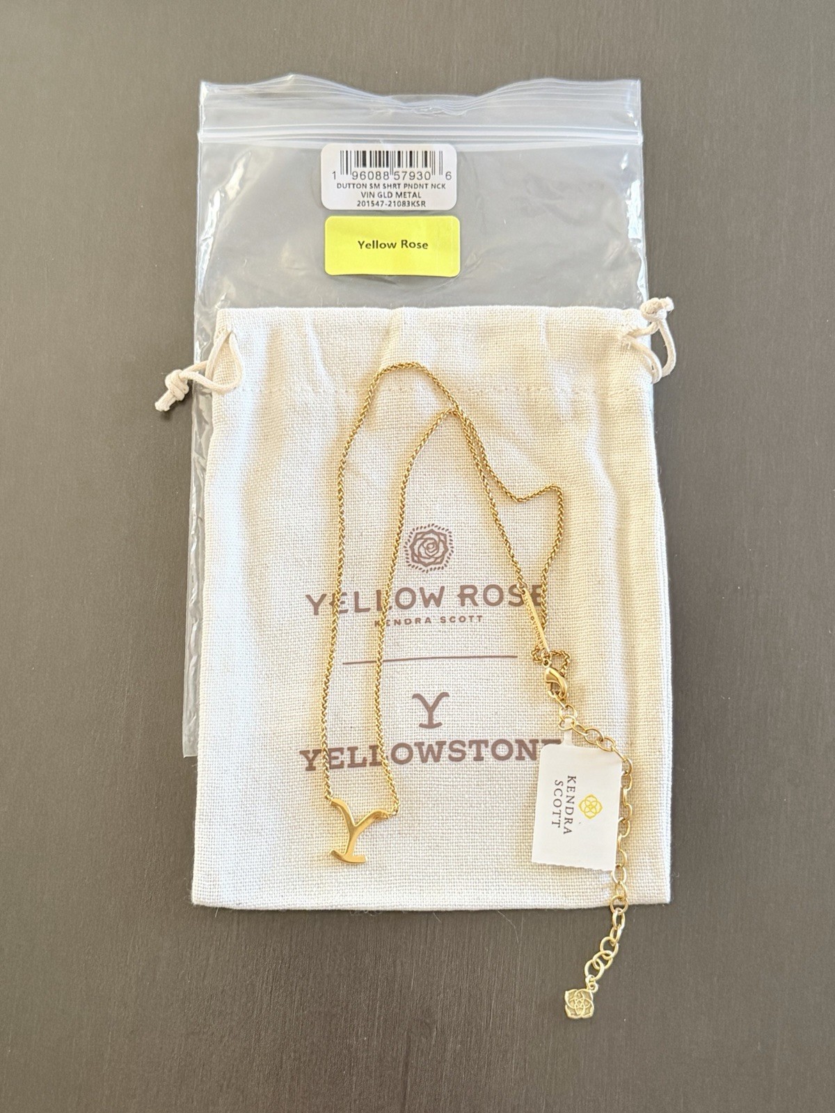 Kendra Scott Gold Plated Yellow Rose Yellowstone Dutton Short Pendant Necklace