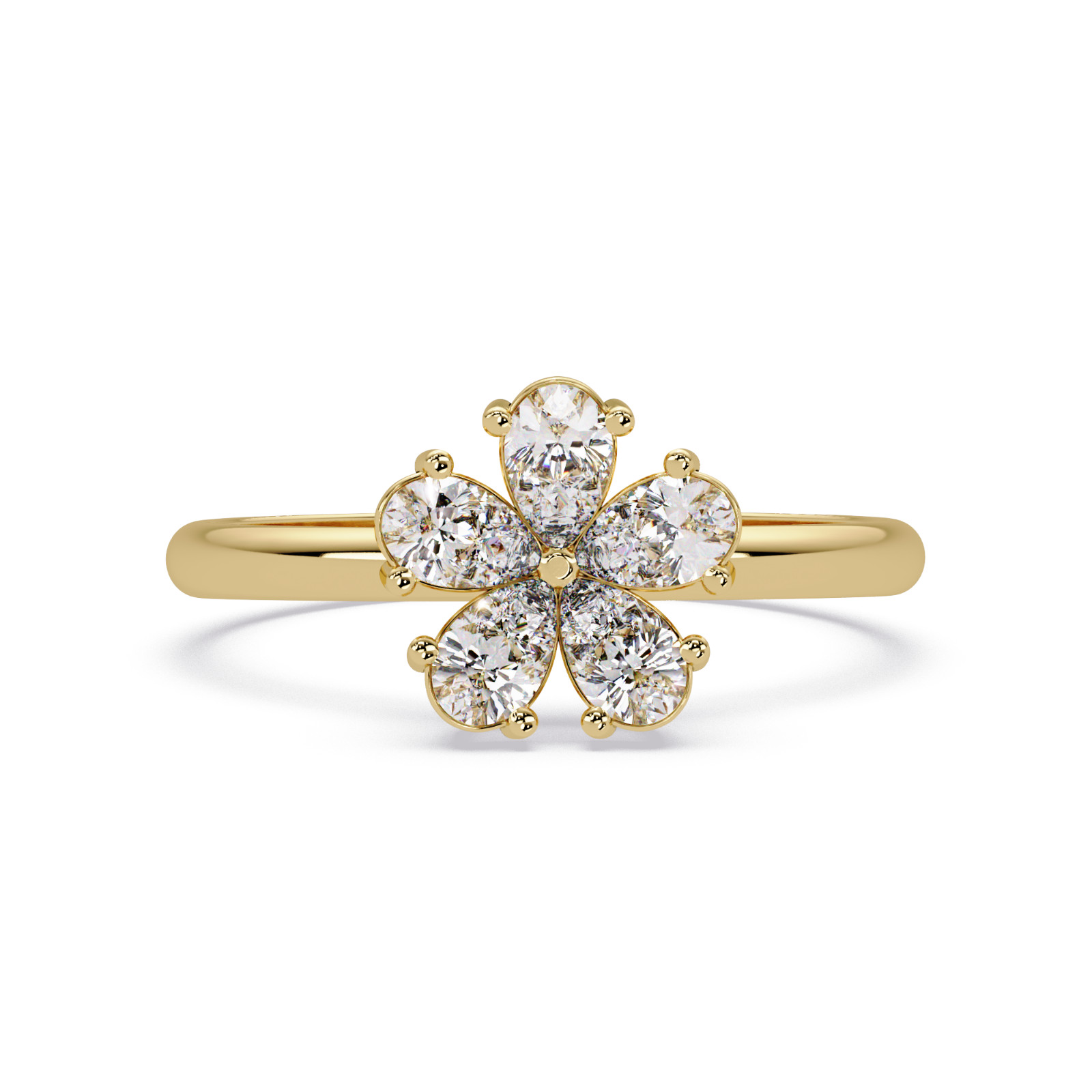 0.50 CTW Pear Lab Grown Diamond Floral Wedding Ring 925 Sterling Silver DEF VVS