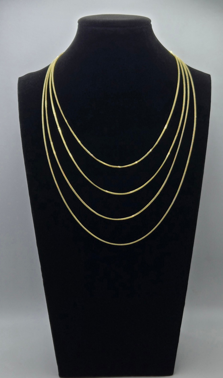 Real 10k Yellow Gold Franco Box 1.5mm Necklace Chains, 18″-24″, Handmade Italy