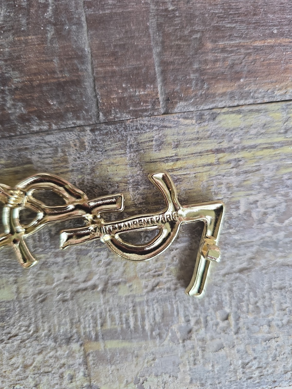 YSL Yes Saint Laurent Paris Vintage Brooch Pin Gold Tone BEAUTIFUL