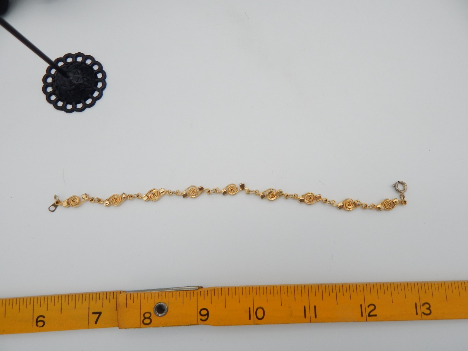 Vintage 12K Gold Plated Swirl Filigree Studded Bracelet