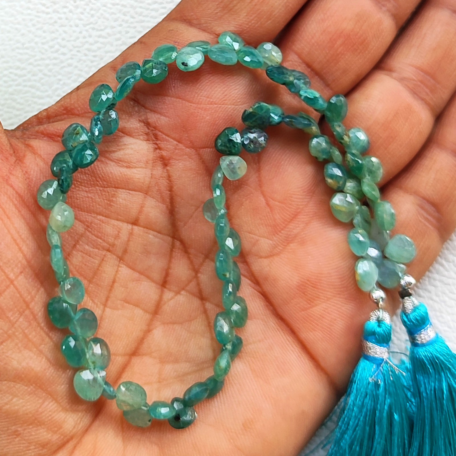 Rare Grandidierite Faceted Heart Beads 5mm Size Madagascar Gemstone 10″ Strand