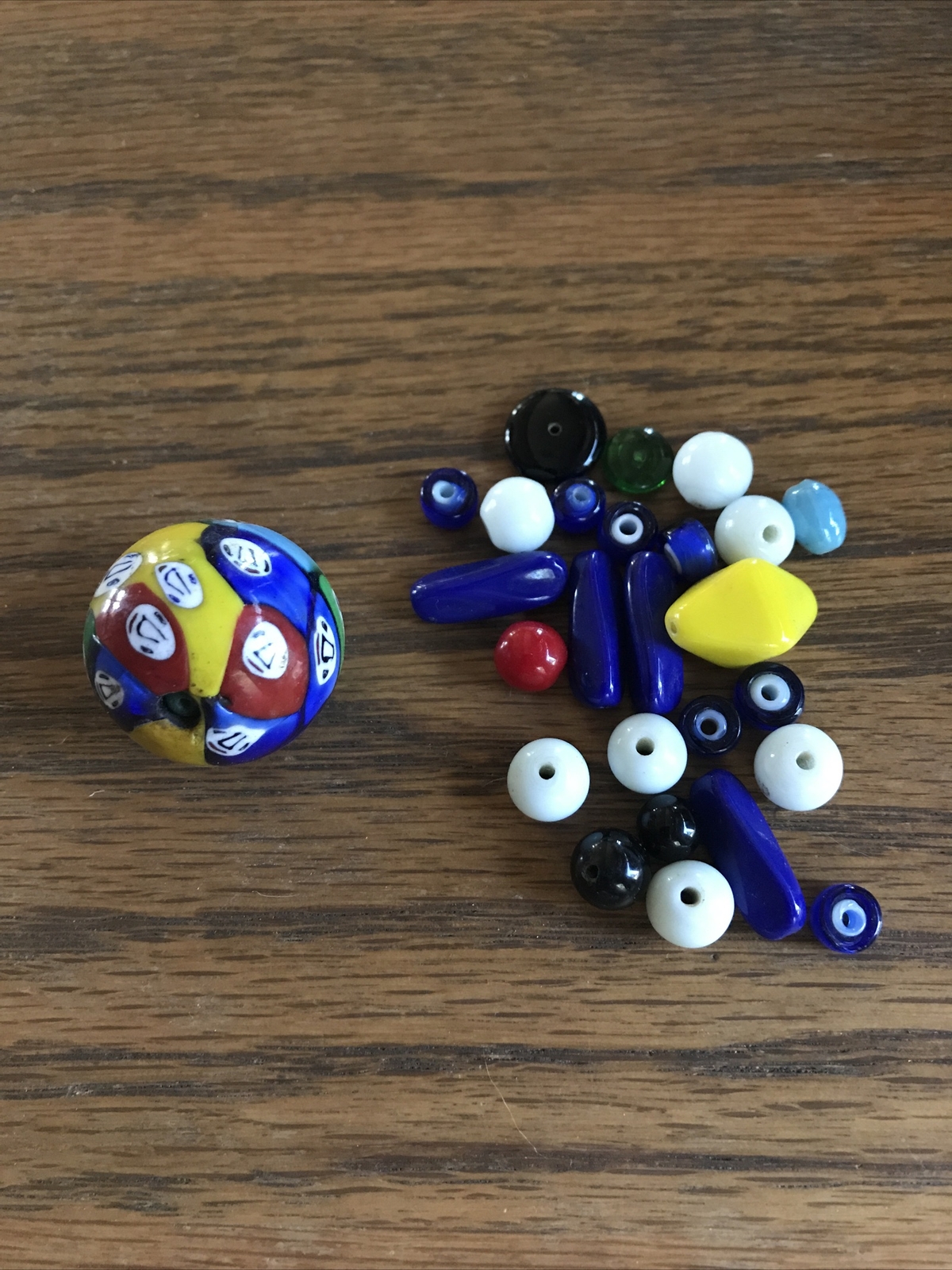 Vintage Millefiori Cane Mosaic Art Glass Colorful Custom Designer Bead Set